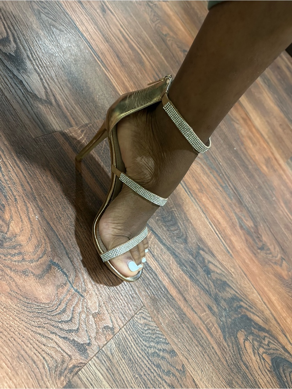 Steve Madden Gold Rhinestone Strap Stiletto - Women's Heels